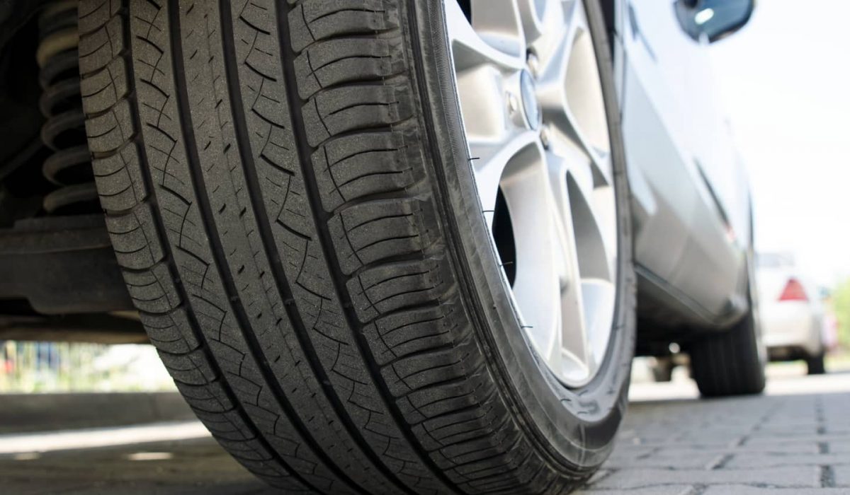 An Image of a cars alloy wheel and tyre